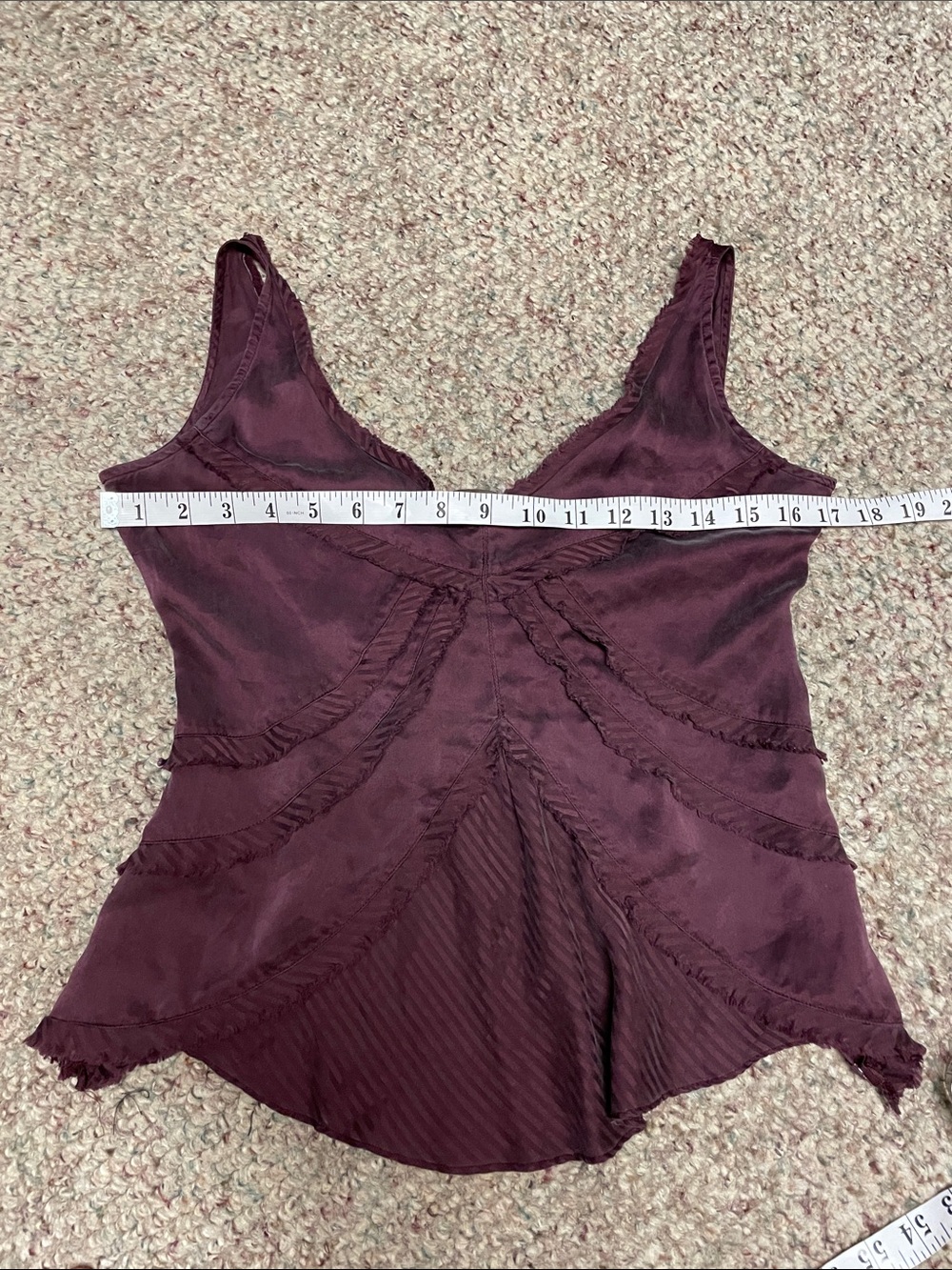 Danier 100% Silk  Plum V-Neck Ruffled Tank Top - Picture 3 of 7